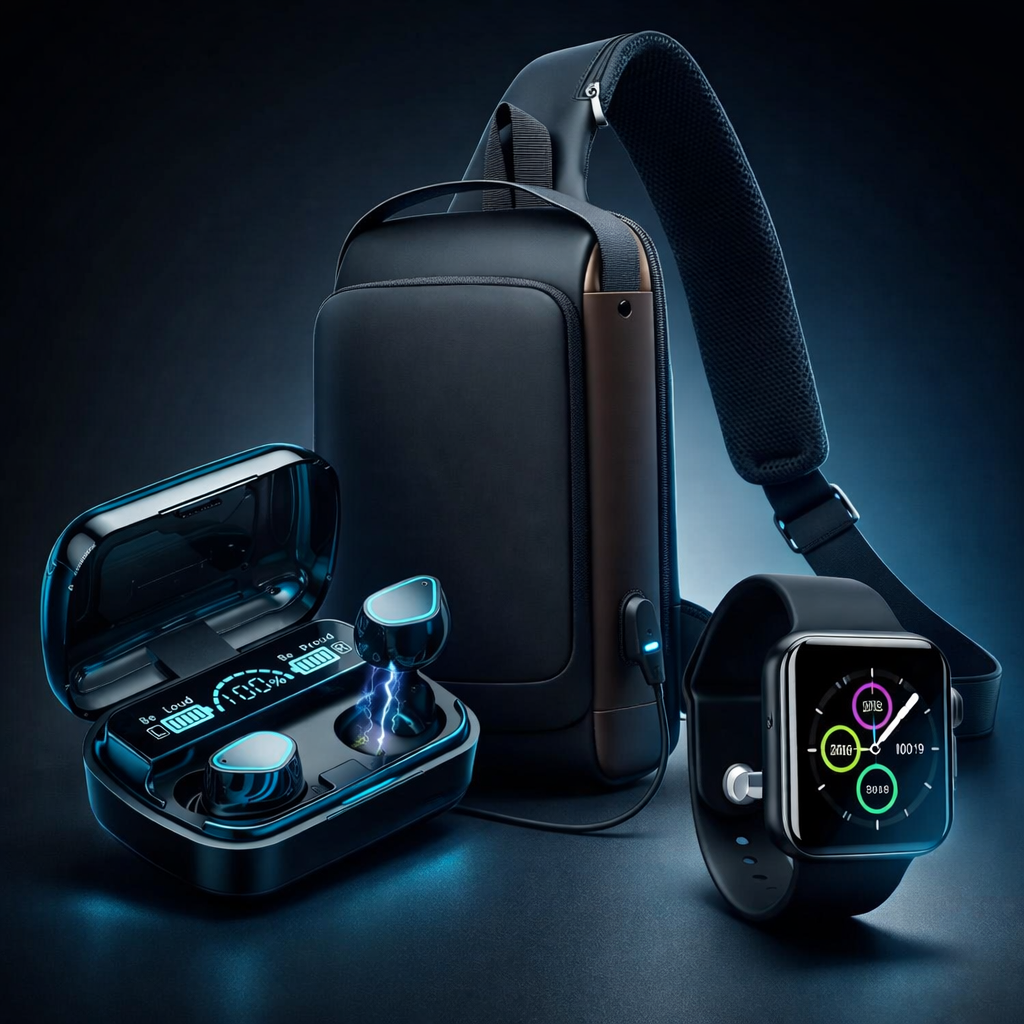 COMBO RIÑONERA IMPERMEABLE USB + AUDIFONOS M10 + SMARTWATCH DE OBSEQUIO 🎁