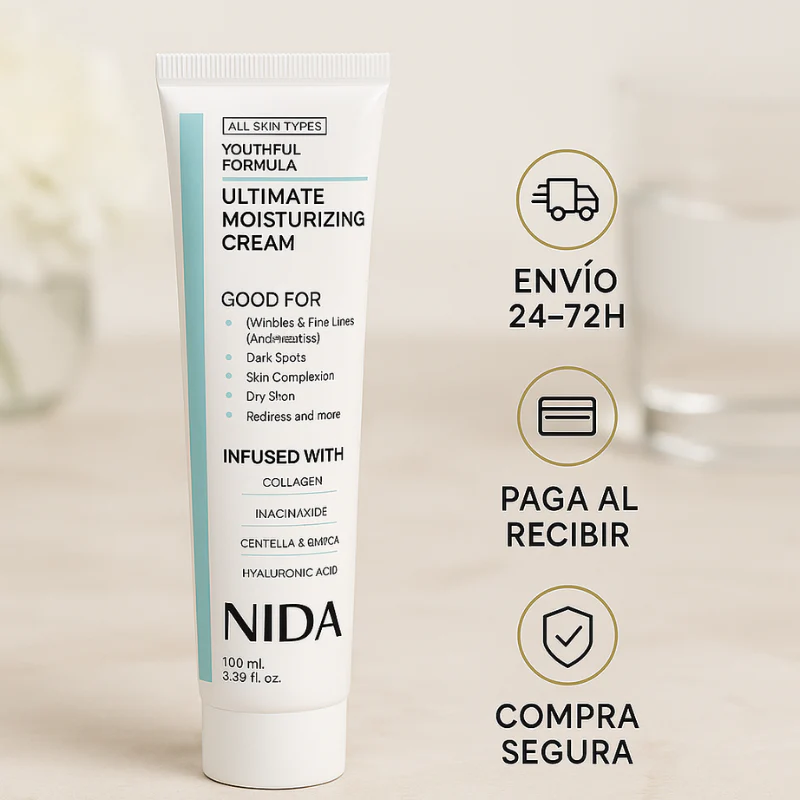 NIDA™: Crema Hidratante Avanzada con Colágeno, Niacinamida, Centella Asiática y Ácido Hialurónico (Compra 2 y Obtén 1 Gratis)💧.
