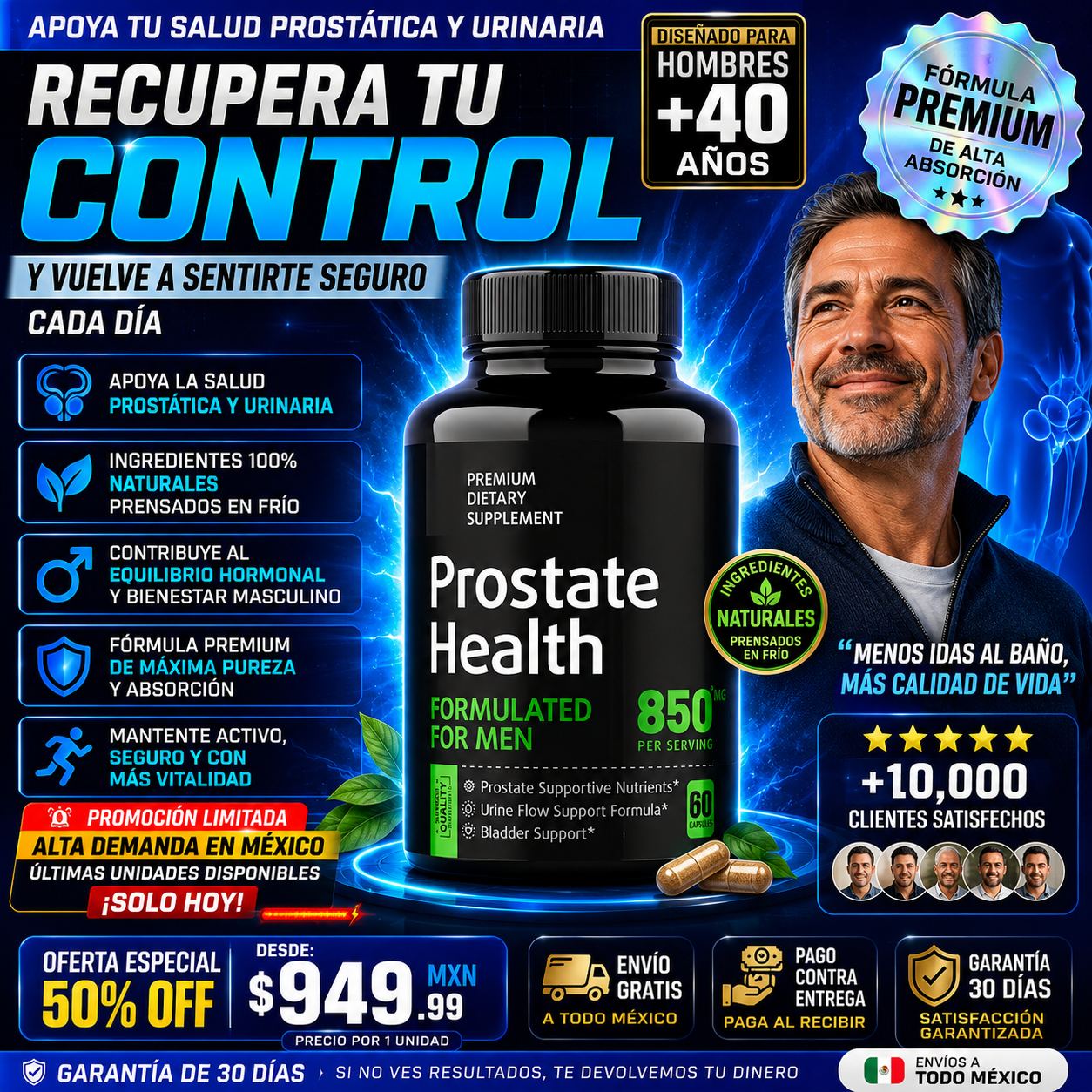 Prostate Health® Apoya tu Salud Prostática y Urinaria de Forma Natural.