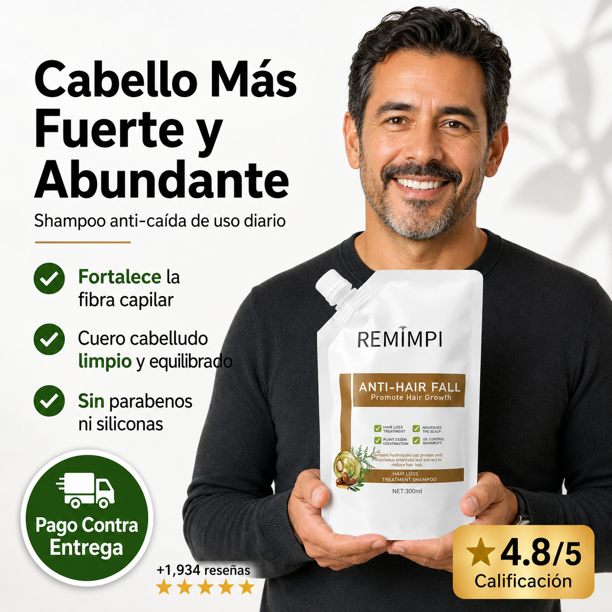 SHAMPOO REMIMPI™ — Anti-Caída · Cabello Fuerte y Abundante