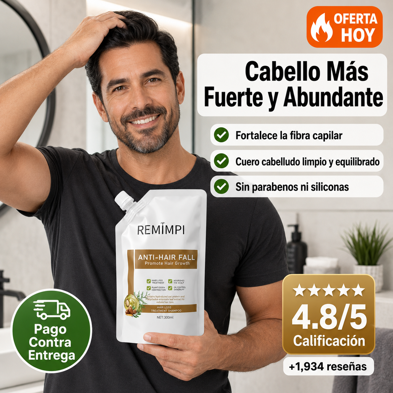 SHAMPOO REMIMPI™ — Anti-Caída · Cabello Fuerte y Abundante