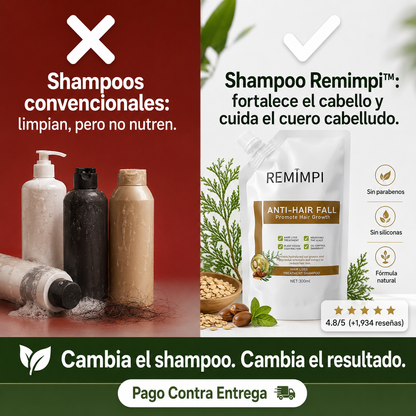 SHAMPOO REMIMPI™ — Anti-Caída · Cabello Fuerte y Abundante