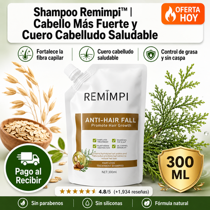 SHAMPOO REMIMPI™ — Anti-Caída · Cabello Fuerte y Abundante