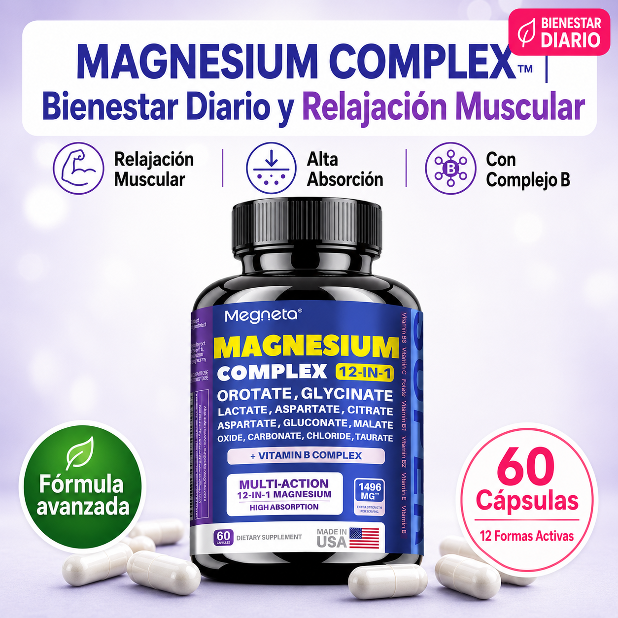 MEGNETA MAGNESIO COMPLEX™ — 12 Formas Activas