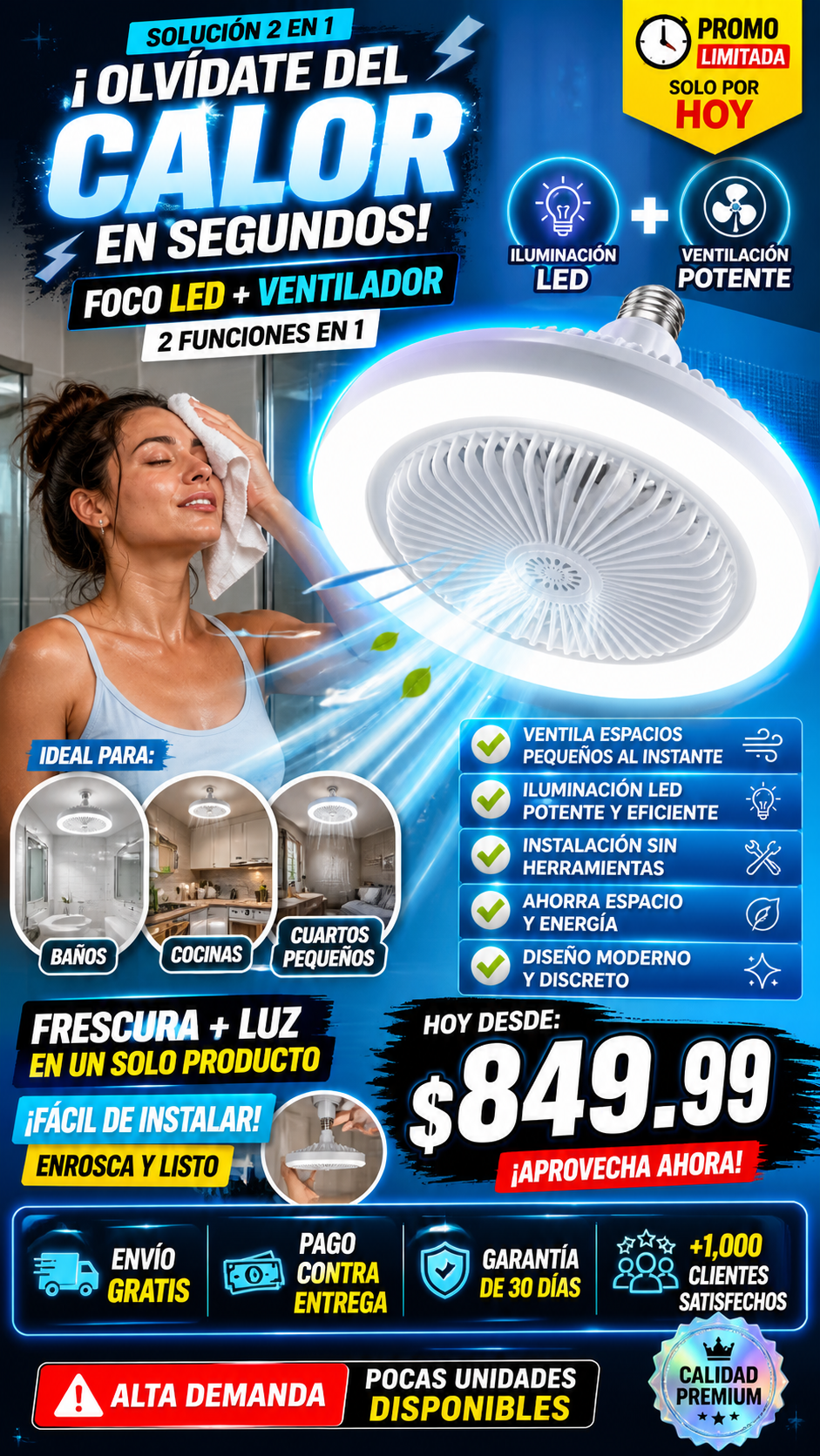 AirFlux® Foco LED con Ventilador Integrado.