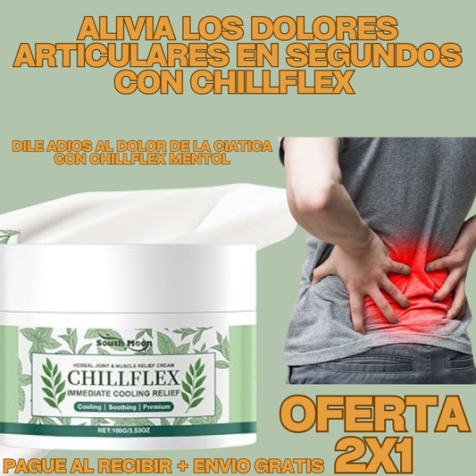 CHILLFLEX: Crema de Alivio de Enfriamiento con Mentol para la Ciática y articulaciones / OFERTA 2X1 + ENVIO GRATIS