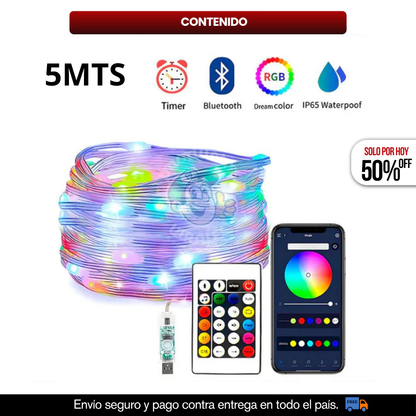 LUZ NAVIDEÑA LED INTELIGENTE BLUETOOTH 5 METROS / 10 METROS / 20 METROS