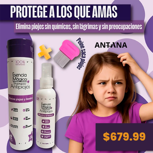 Esencia Mágica – Tratamiento Antipiojos Natural + Spray Preventivo + Peine