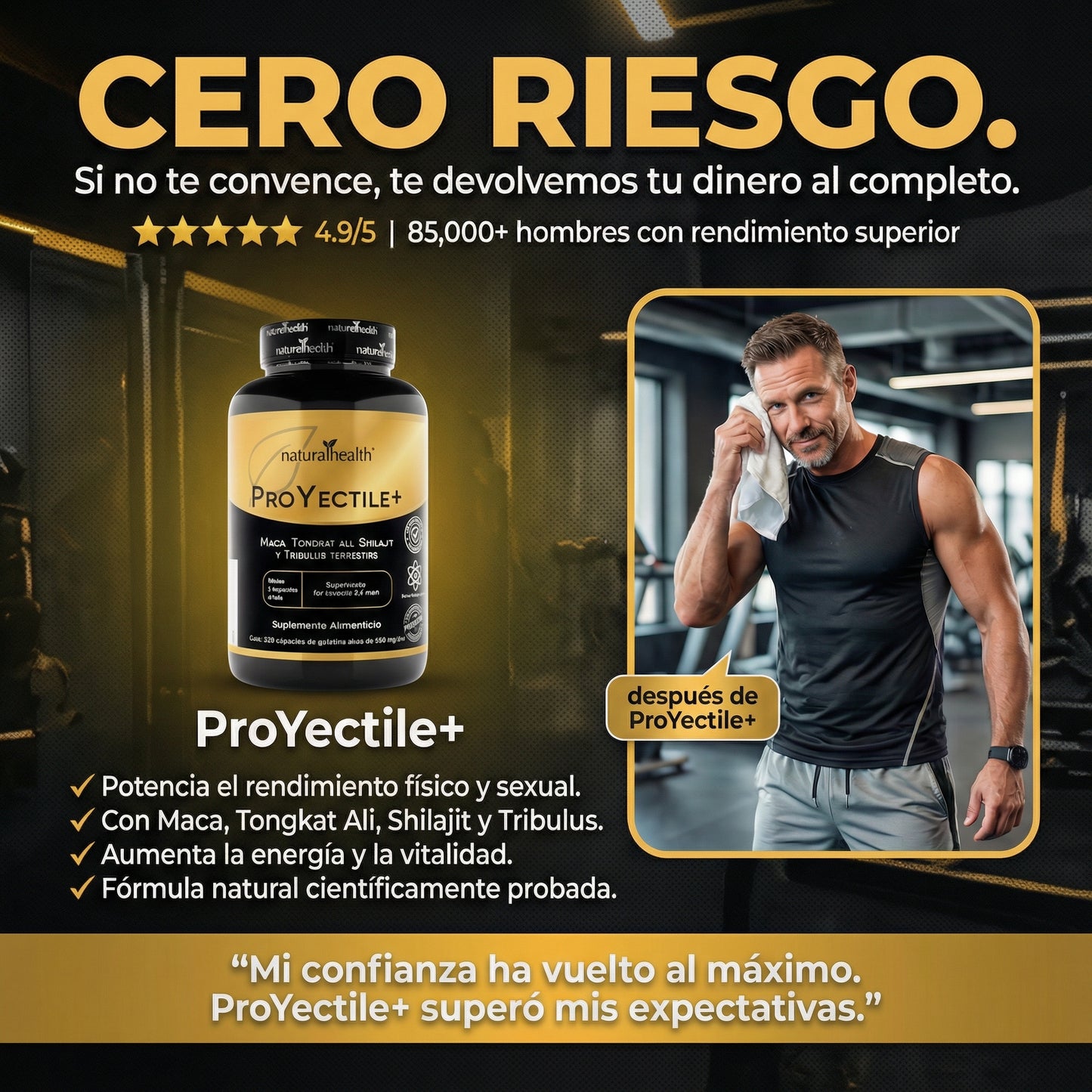 Proyectile+ | Suplemento para Hombre | Maca, Shilajit y Tribulus terrestris