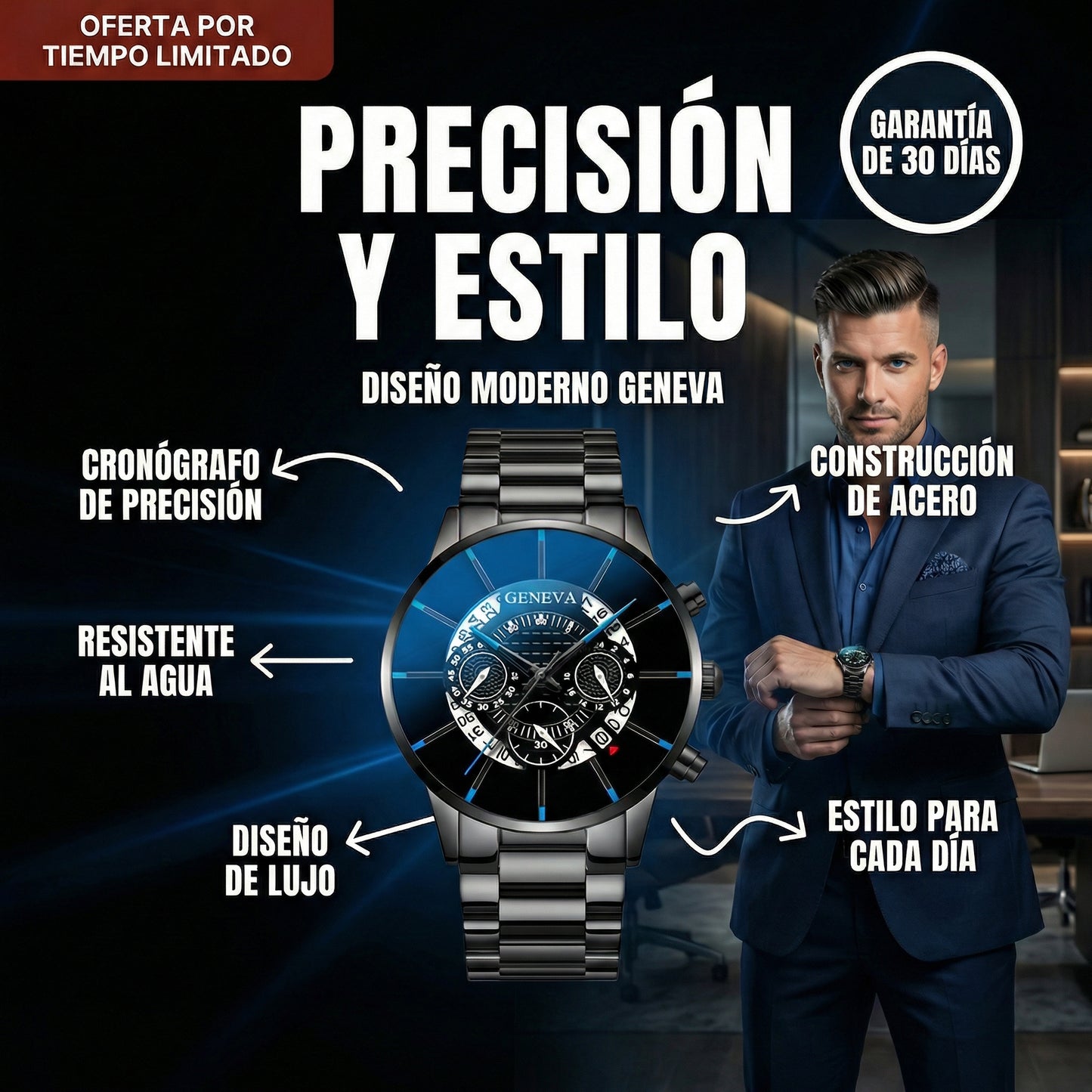 2 Relojes Edicion Limitada Para Hombre / Hoy Pagas 1 + 1 Gratis