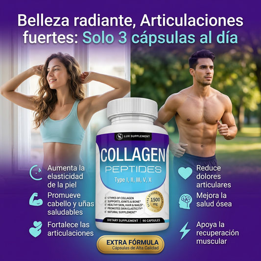 Toplux Complejo Multi-Colágeno 1800mg: 5 Tipos de Colágeno para Piel y Articulaciones (90 Cápsulas)