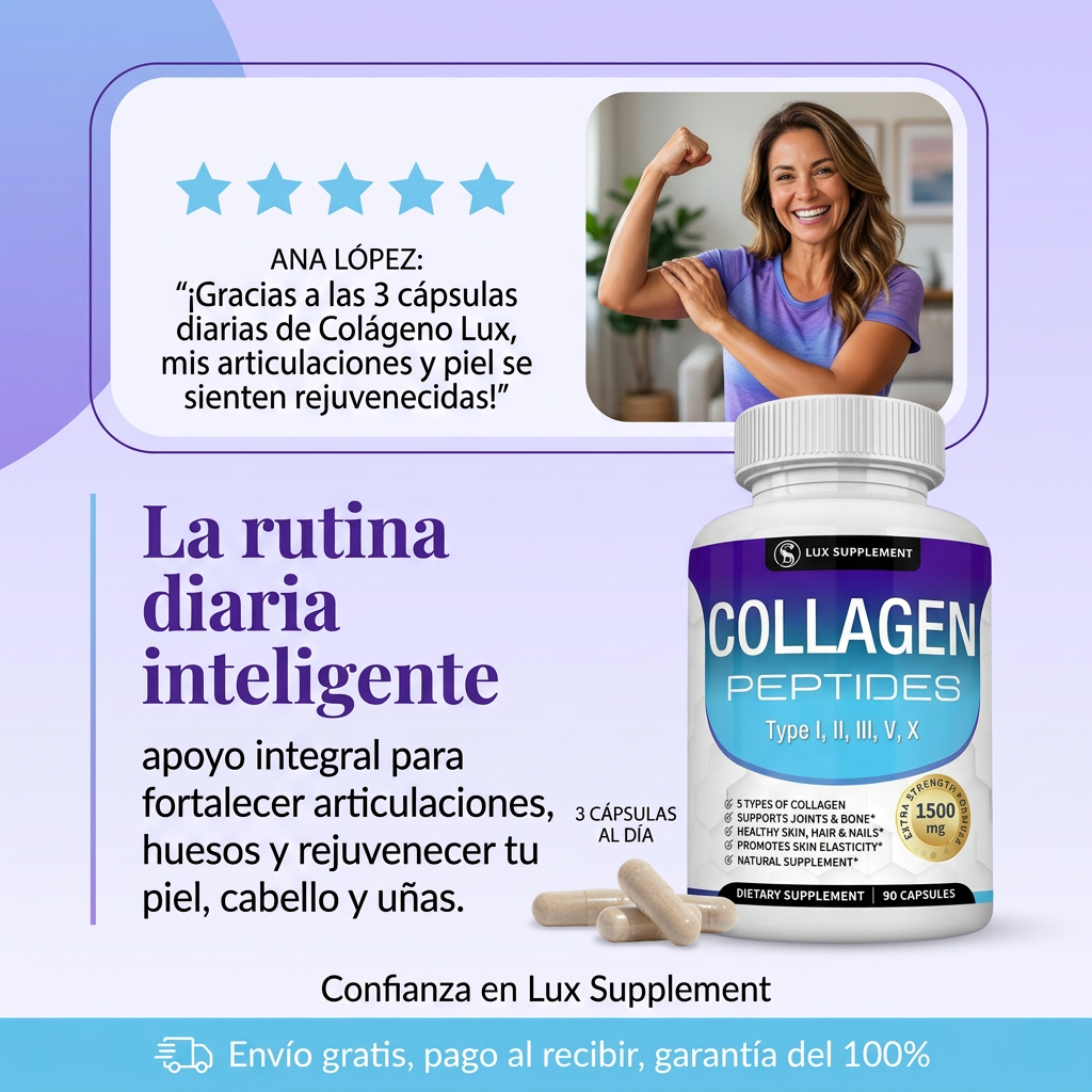 Toplux Complejo Multi-Colágeno 1800mg: 5 Tipos de Colágeno para Piel y Articulaciones (90 Cápsulas)