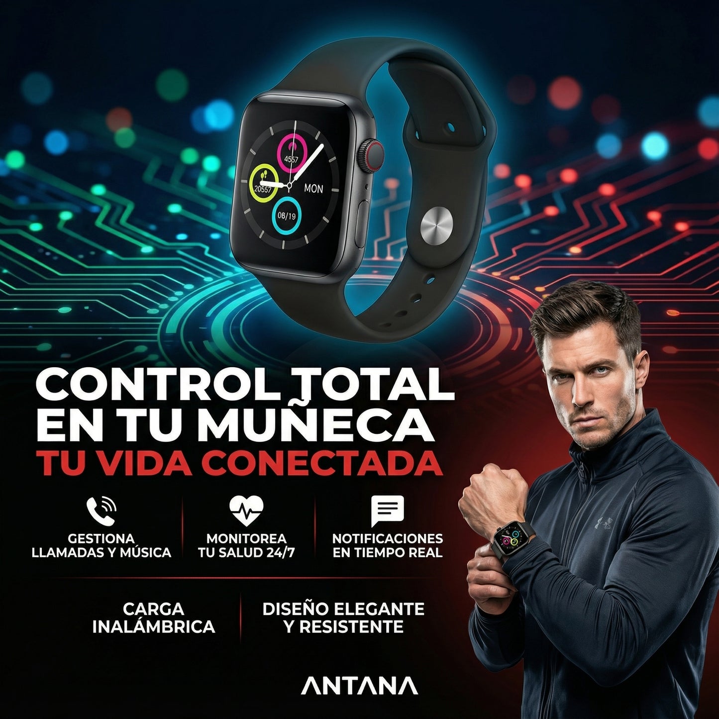 COMBO RIÑONERA IMPERMEABLE USB + AUDIFONOS M10 + SMARTWATCH DE OBSEQUIO 🎁