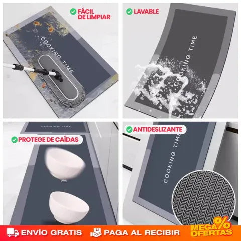 CleanStep™ COMBO DE 2 ALFOMBRAS ANTIDESLIZANTES, SUPER ABSORBENTES PARA COCINA O BAÑO