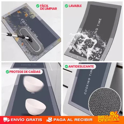 CleanStep™ COMBO DE 2 ALFOMBRAS ANTIDESLIZANTES, SUPER ABSORBENTES PARA COCINA O BAÑO