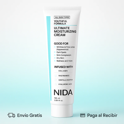 NIDA™: Crema Hidratante Avanzada con Colágeno, Niacinamida, Centella Asiática y Ácido Hialurónico (Compra 2 y Obtén 1 Gratis)💧.