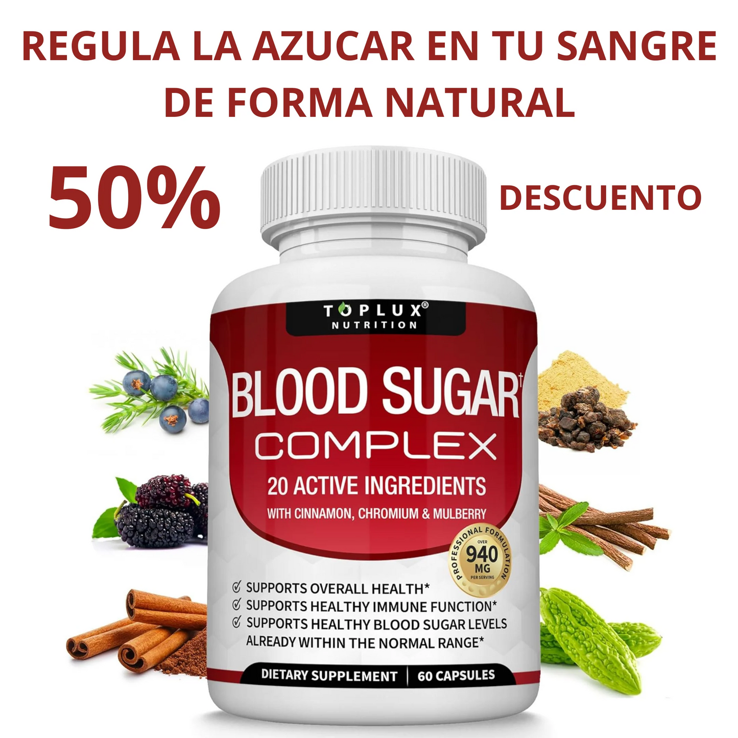 BLOOD SUGAR SUPLEMENTO - AYUDA A REGULAR TU GLUCOSA Y MEJORAR TUS NIVELES DE AZUCAR