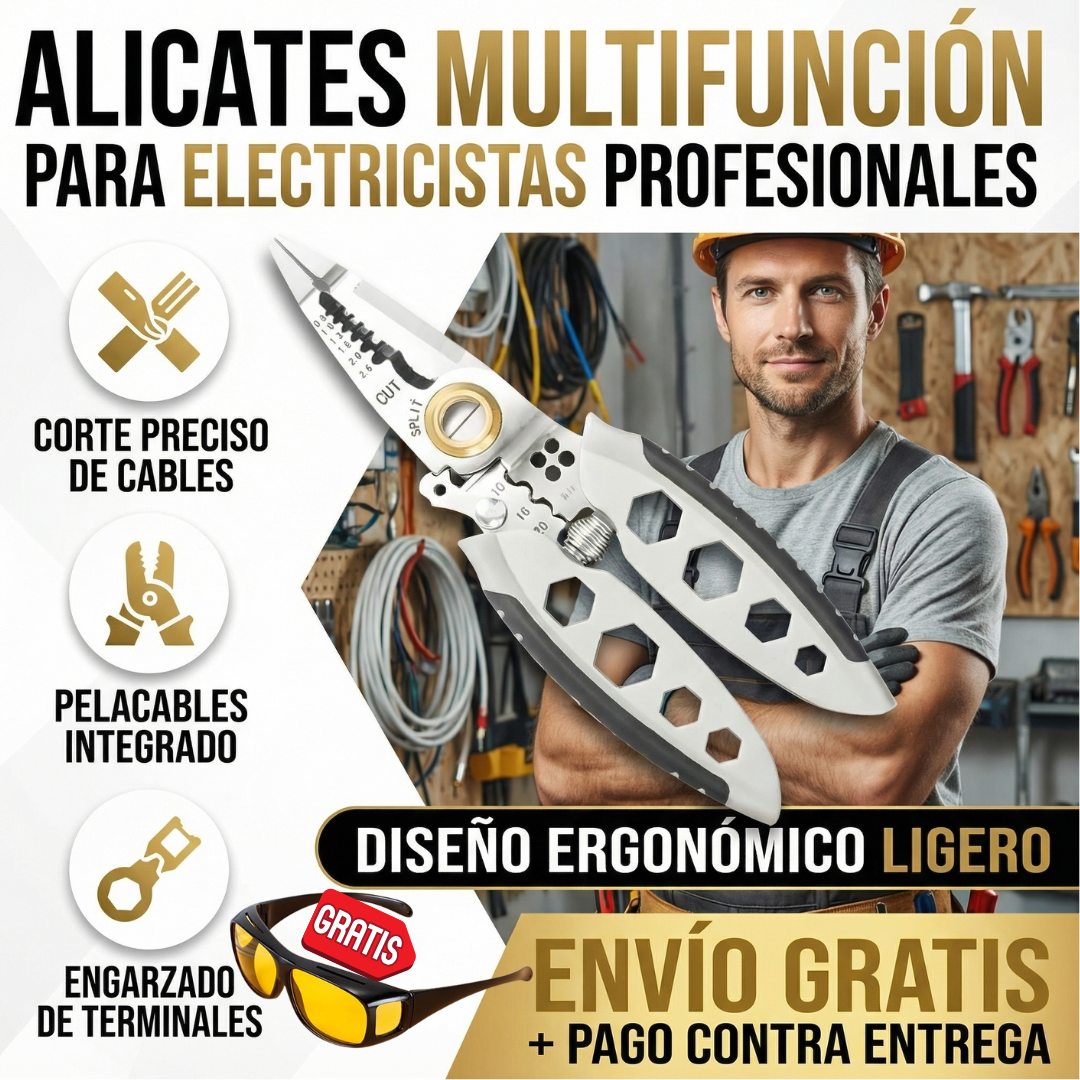 CutPro® Alicate Pelacable Multiproposito | 🎁Gafas Para Conducir de Regalo.
