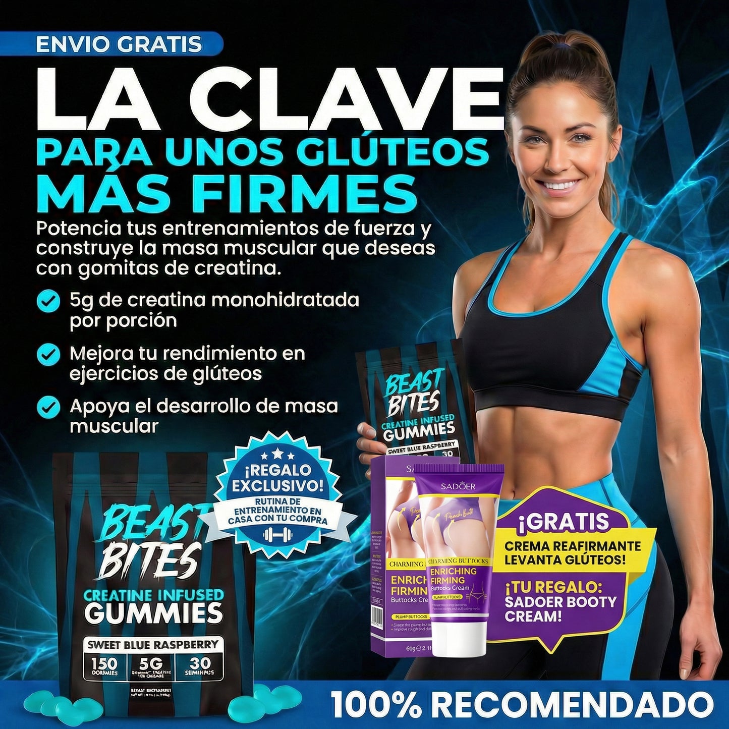 Beast Bites Guimmies ™ Gluteos Firmes y con Volumen + Booty Lift Cream🎁