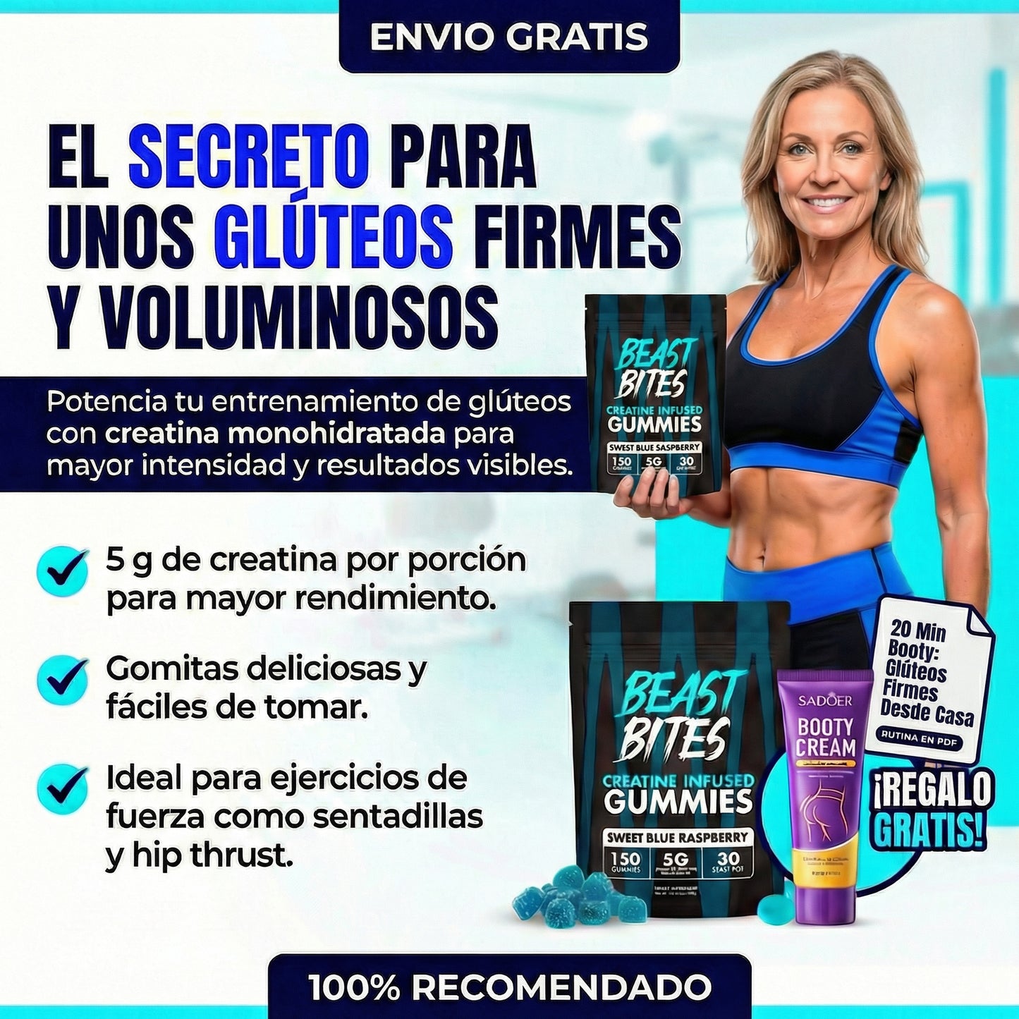 Beast Bites Guimmies ™ Gluteos Firmes y con Volumen + Booty Lift Cream🎁
