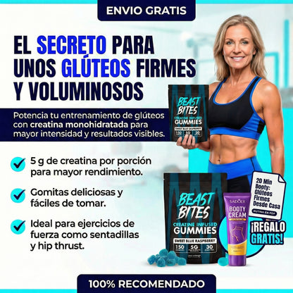 Beast Bites Guimmies ™ Gluteos Firmes y con Volumen + Booty Lift Cream🎁